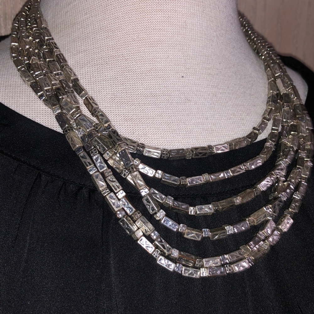 Chico's Cercelo Silver Toned 6 Strand Necklace 10” Shortest - Picture 3 of 8